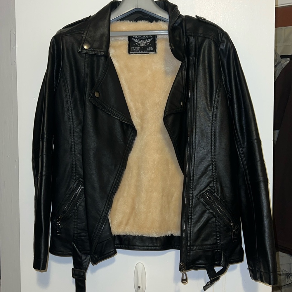 ZAIA KIDS LEATHER JACKET WITH FUR LINING